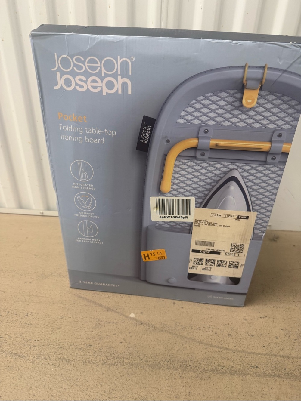 Joseph Pocket Folding Table-Top Ironing Board in Dark Blue and Mustard
